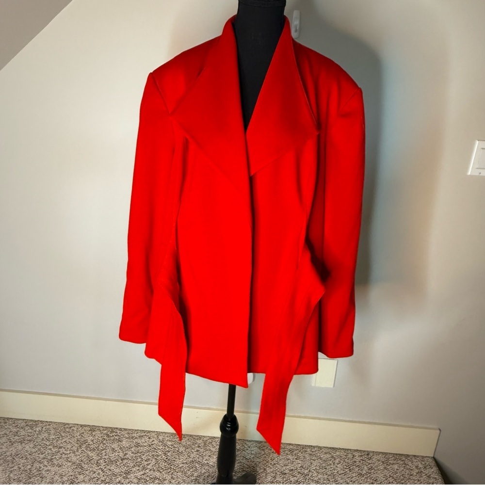 Calvin Klein Red Tie-Waist Blazer Jacket - Picture 11 of 15